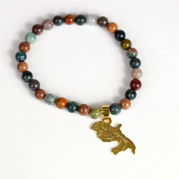 Bracelet carte Martinique Dorée Jaspe