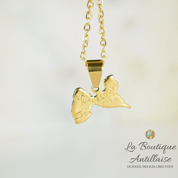 COLLIER PENDENTIF GUADLEOUPE OR PETIT - La Boutique Antillaise