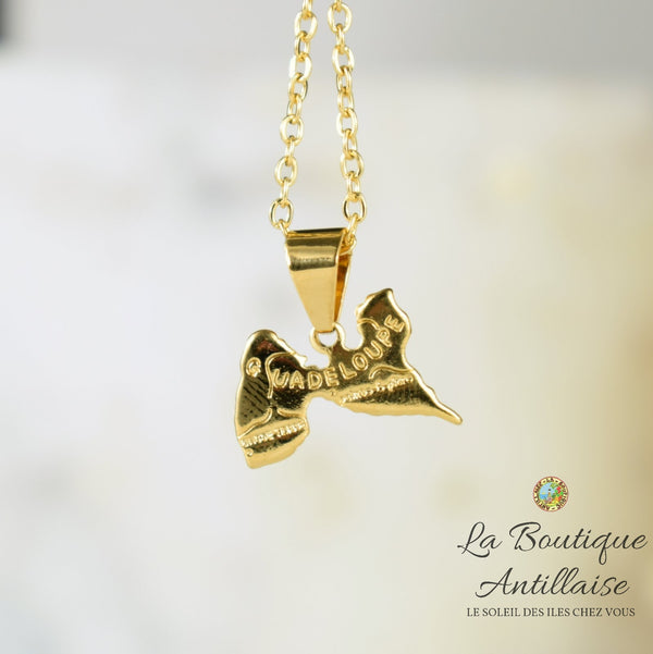 COLLIER PENDENTIF GUADLEOUPE OR PETIT - La Boutique Antillaise