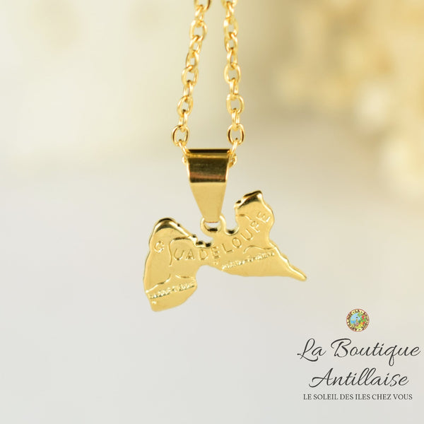 COLLIER PENDENTIF GUADLEOUPE OR PETIT - La Boutique Antillaise