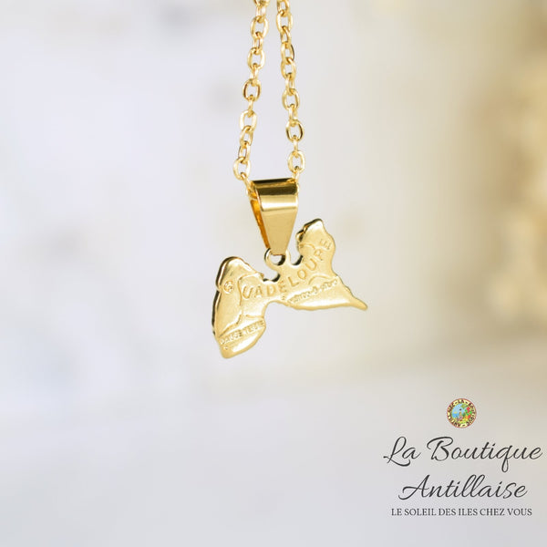 COLLIER PENDENTIF GUADLEOUPE OR PETIT - La Boutique Antillaise
