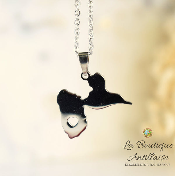 Collier pendentif Guadeloupe Argent Coeur