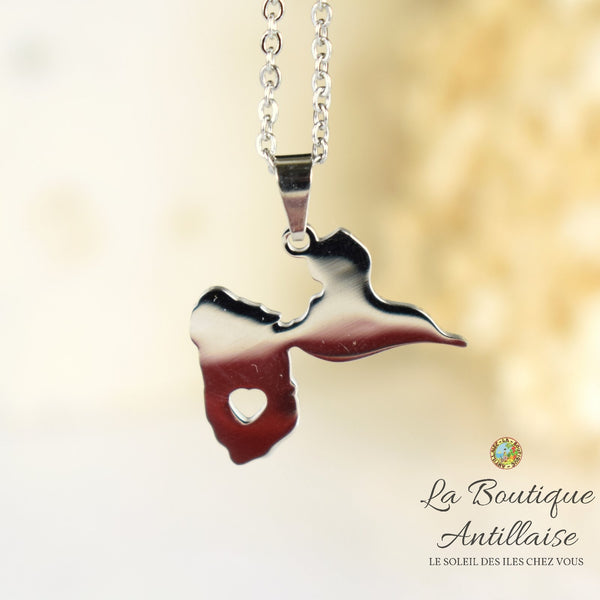 Collier pendentif Guadeloupe Argent Coeur