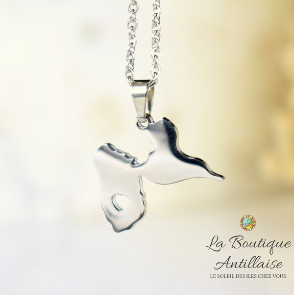Collier pendentif Guadeloupe Argent Coeur