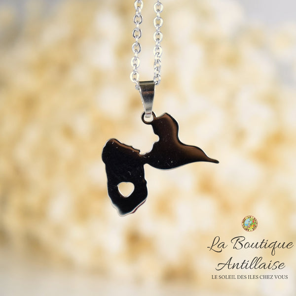 Collier pendentif Guadeloupe Argent Coeur