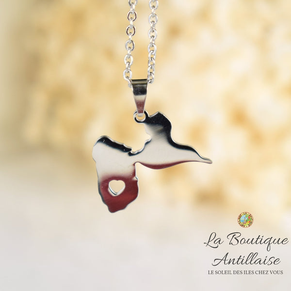 Collier pendentif Guadeloupe Argent Coeur