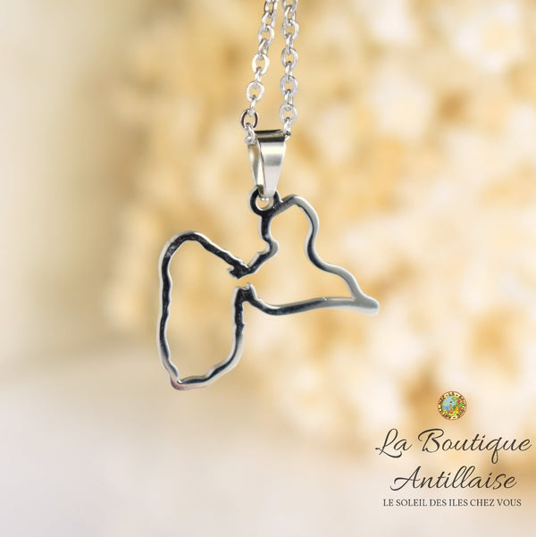 Collier pendentif Guadeloupe Argenté Silhouette