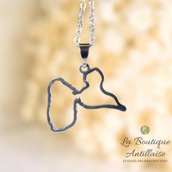 Collier pendentif Guadeloupe Argenté Silhouette
