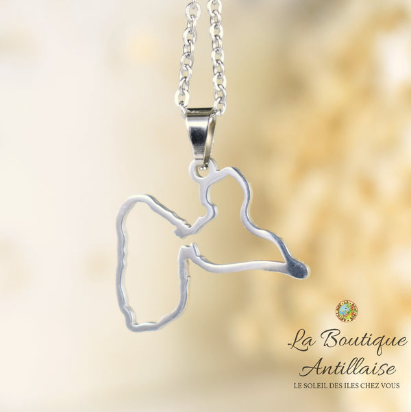 Collier pendentif Guadeloupe Argenté Silhouette