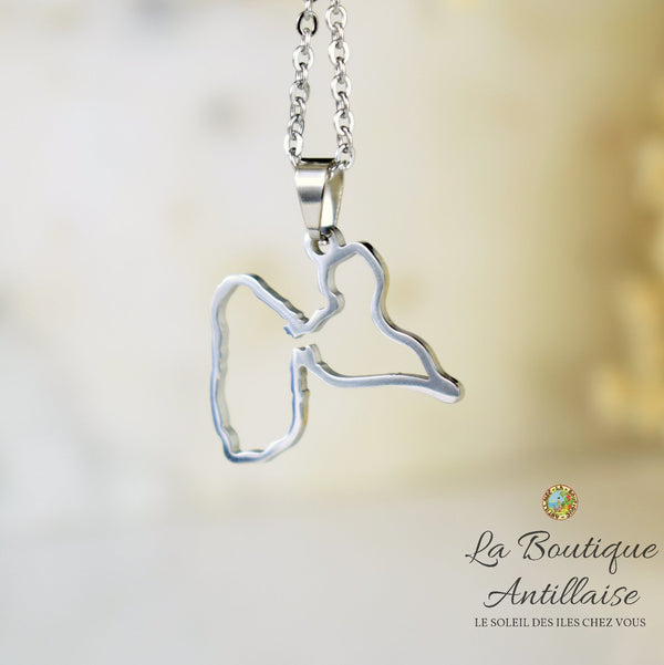 Collier pendentif Guadeloupe Argenté Silhouette