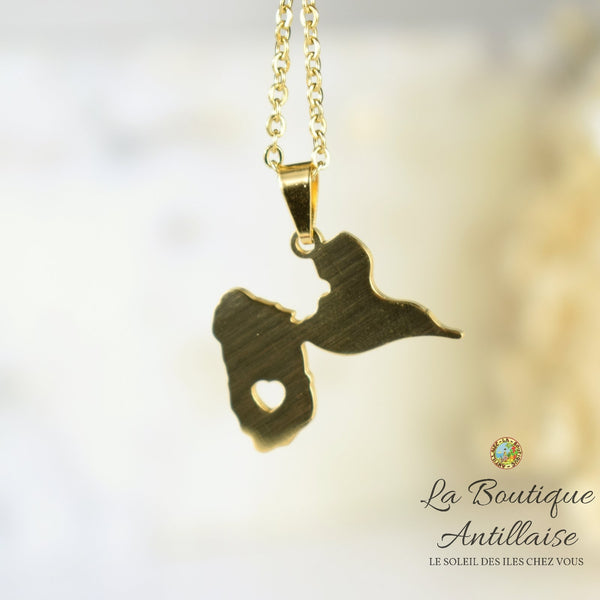 Collier pendentif Guadeloupe Or Coeur