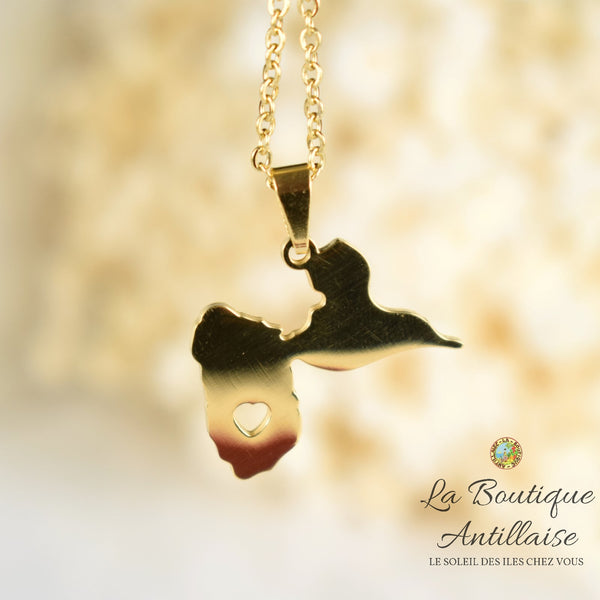 Collier pendentif Guadeloupe Or Coeur