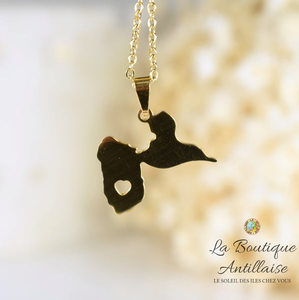 Collier pendentif Guadeloupe Or Coeur