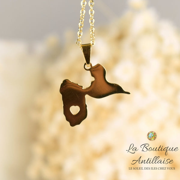 Collier pendentif Guadeloupe Or Coeur