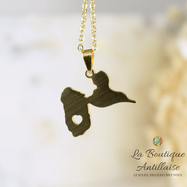 Collier pendentif Guadeloupe Or Coeur