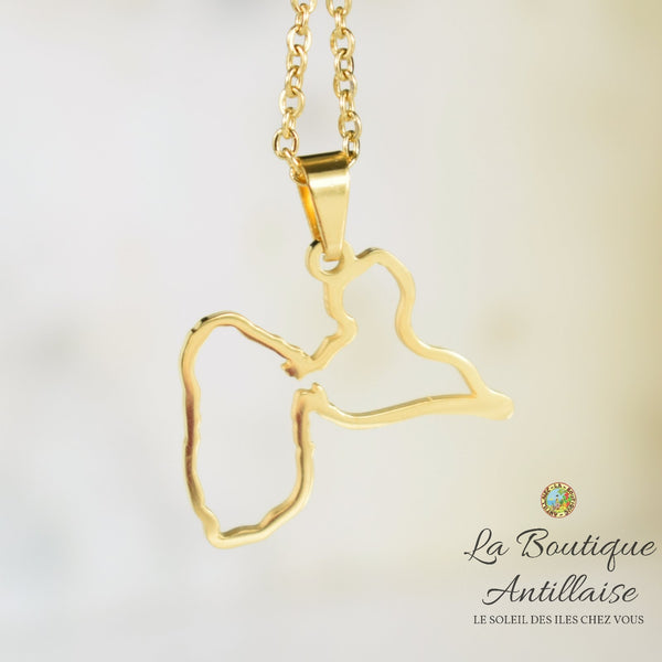 Collier pendentif Guadeloupe Doré Silhouette