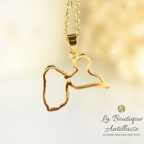 Collier pendentif Guadeloupe Doré Silhouette