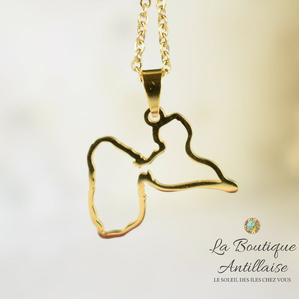 Collier pendentif Guadeloupe Doré Silhouette