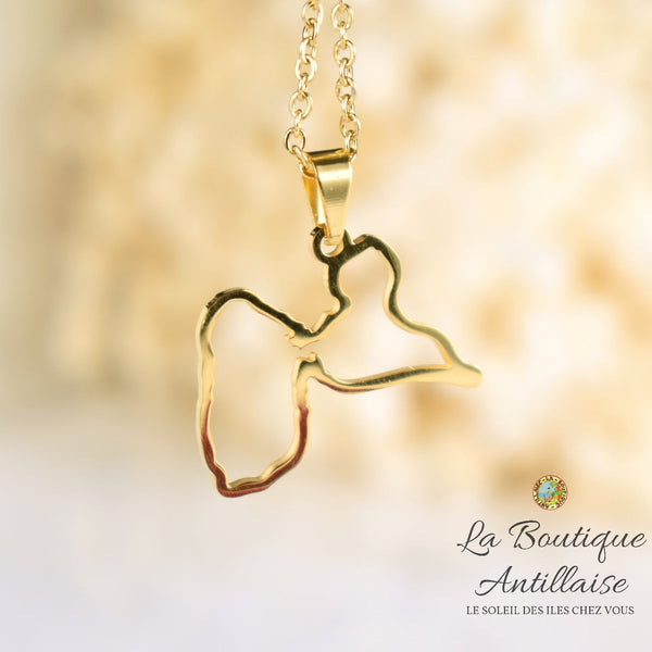 Collier pendentif Guadeloupe Doré Silhouette