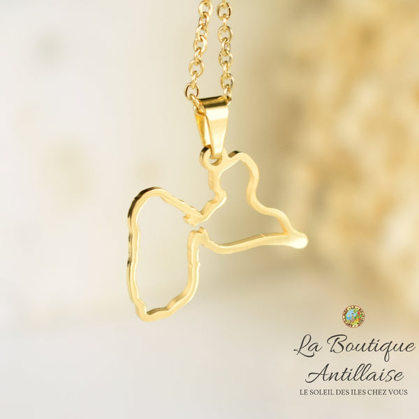 Collier pendentif Guadeloupe Doré Silhouette