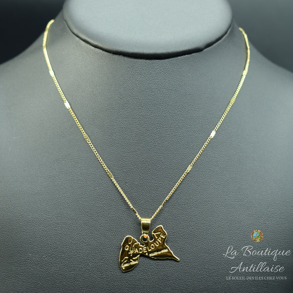 COLLIER PENDENTIF GUADLEOUPE OR PETIT - La Boutique Antillaise