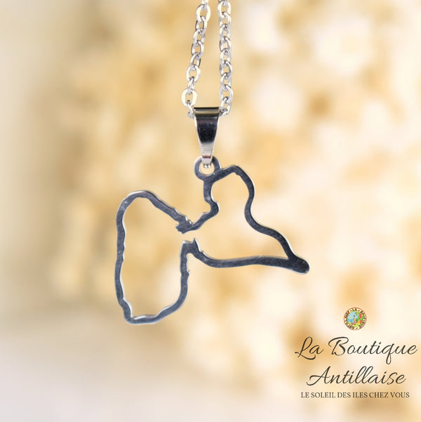 Collier pendentif Guadeloupe Argent Silhouette