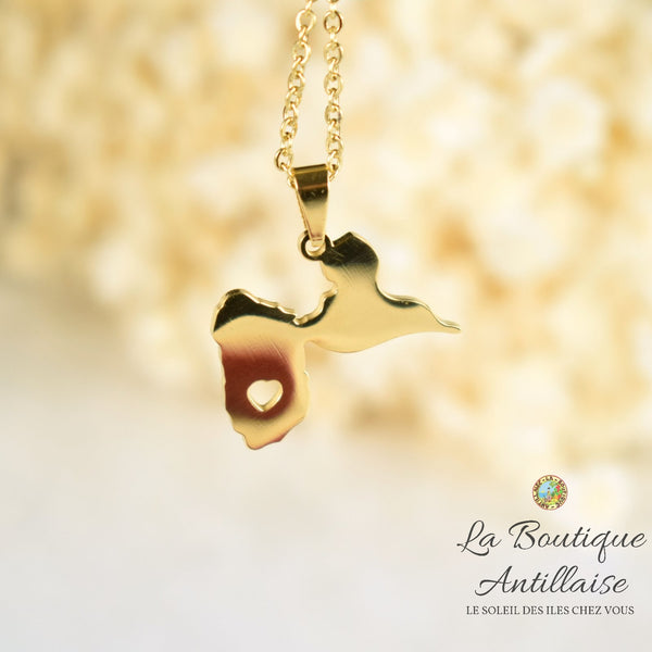 Collier pendentif Guadeloupe Or Coeur
