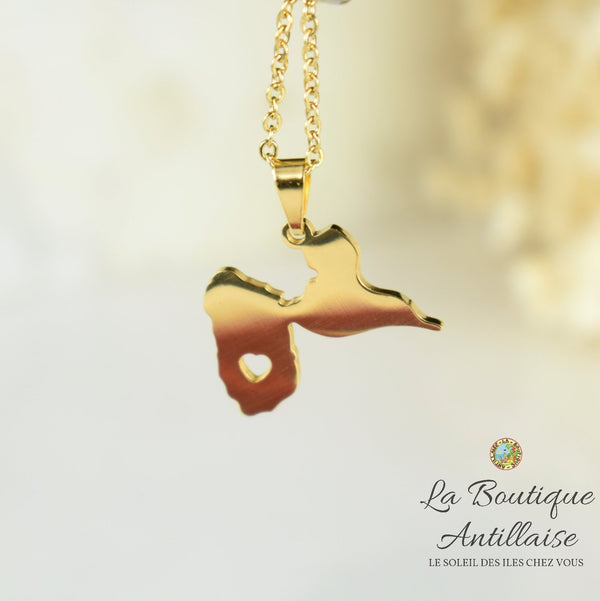 Collier pendentif Guadeloupe Or Coeur