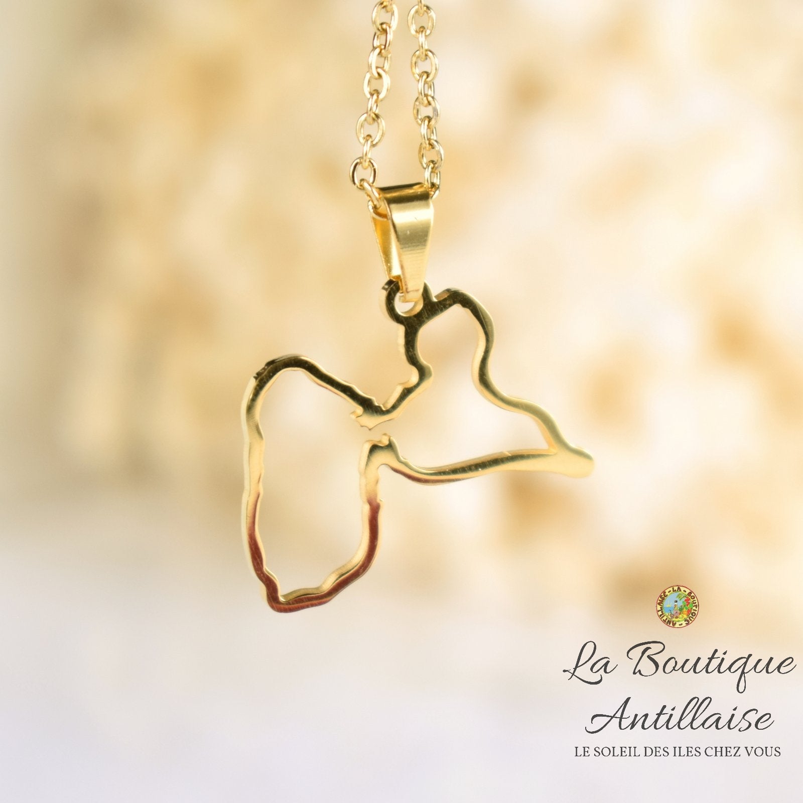 Collier Pendentif Guadeloupe Dor Silhouette La Boutique Antillaise collier-pendentif-guadeloupe-dor-silhouette-la-boutique-antillaise