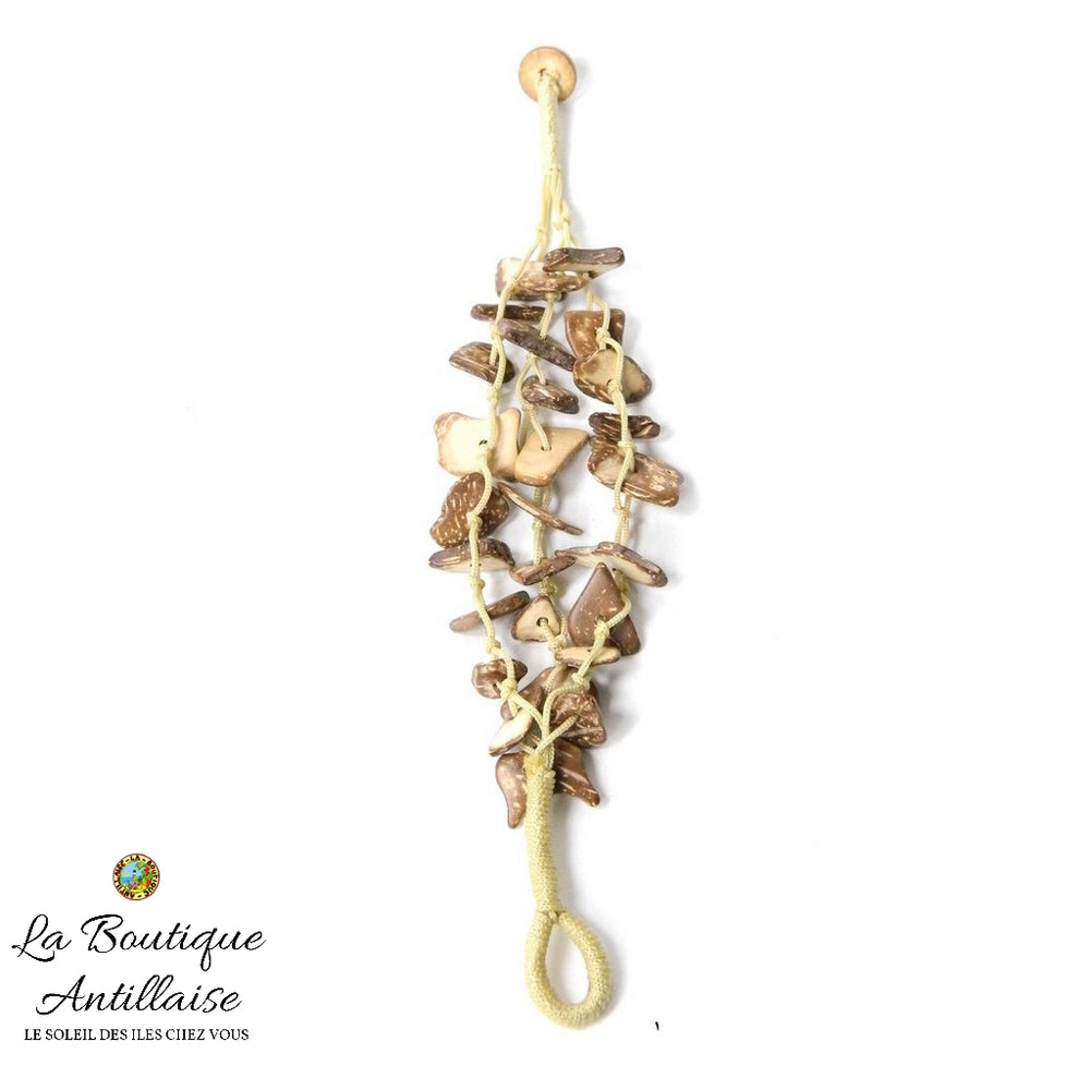 BRACELET COCO 3 FILS BRUN CLAIR